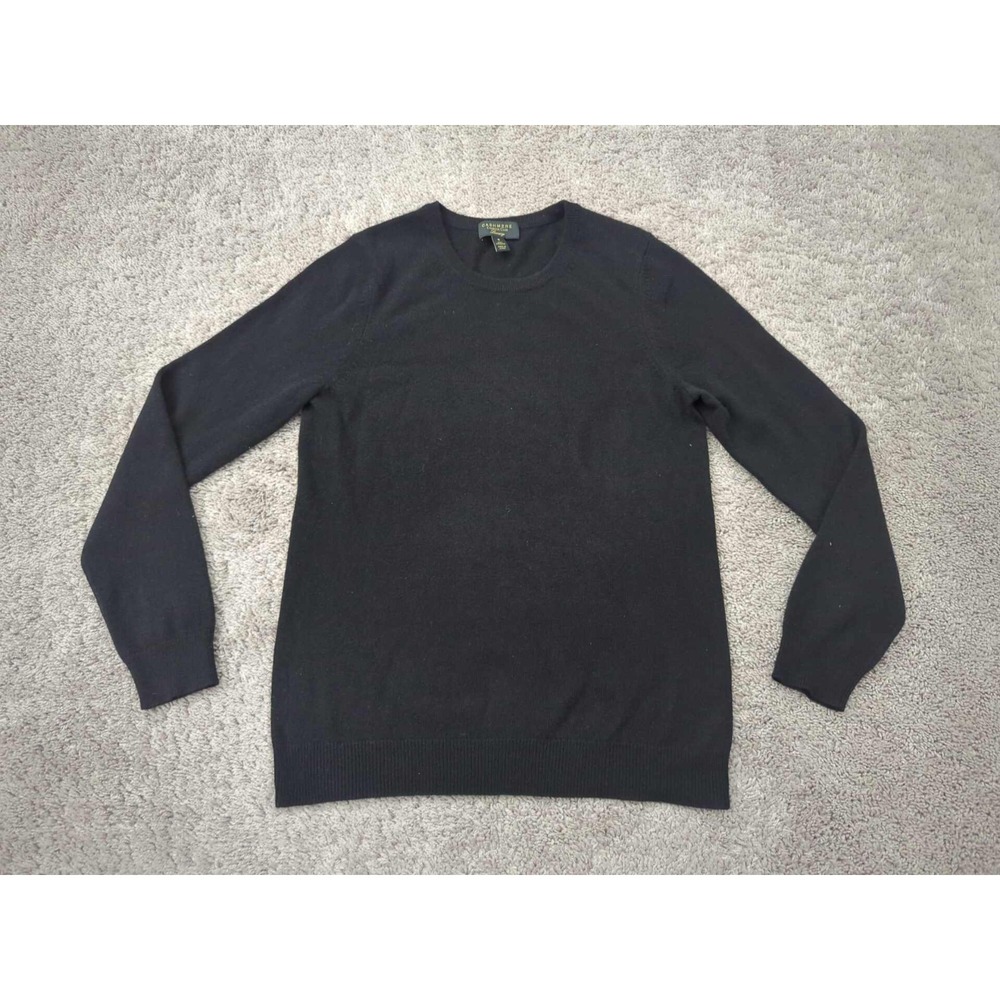 Charter Club Luxury Sweater Mens M Black Crew Neck Long‎ Sleeve 100% Cashmere
